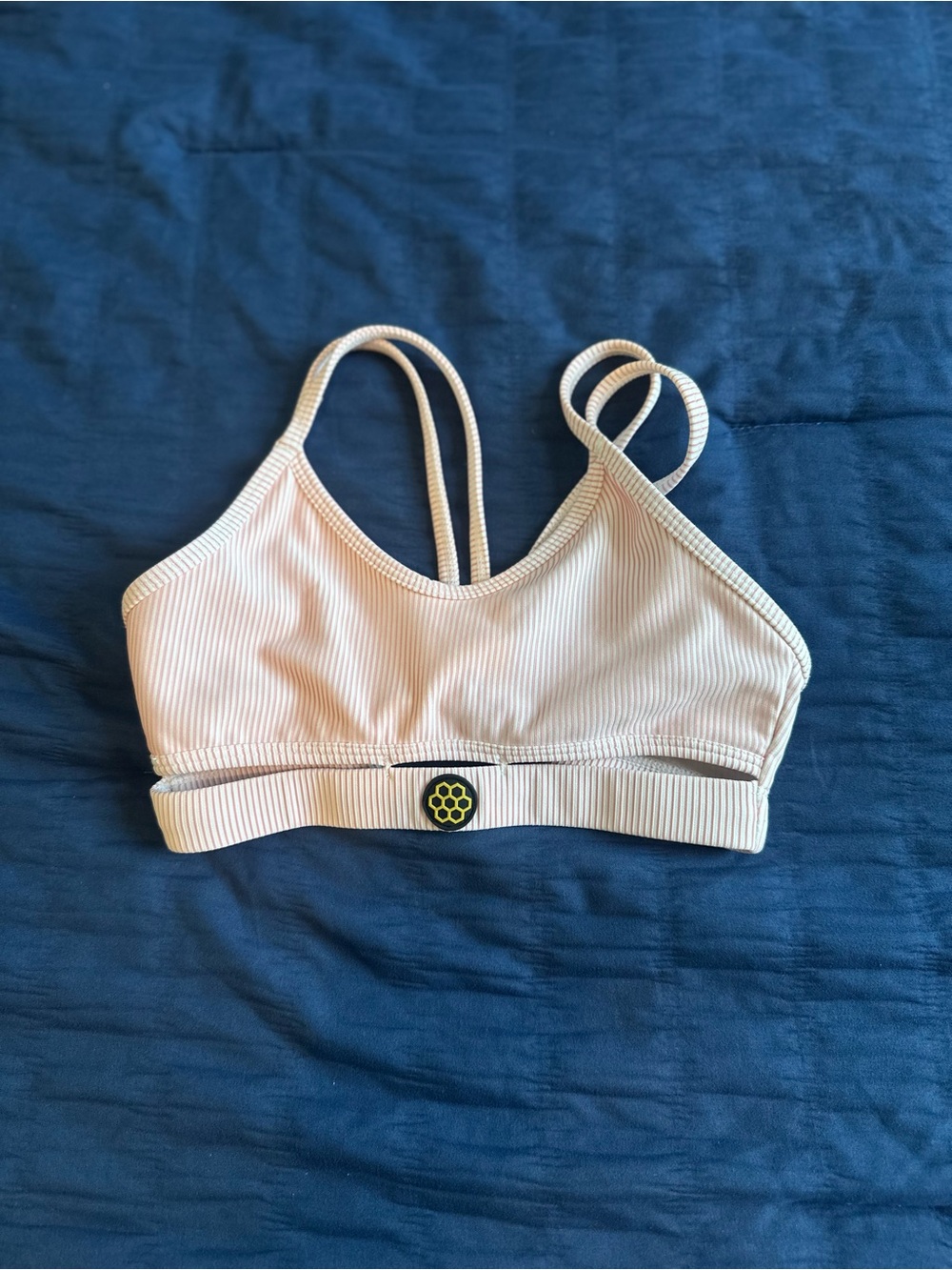 Honeycut Girls' Light Pink Ribbed Sports Bra Top - Youth